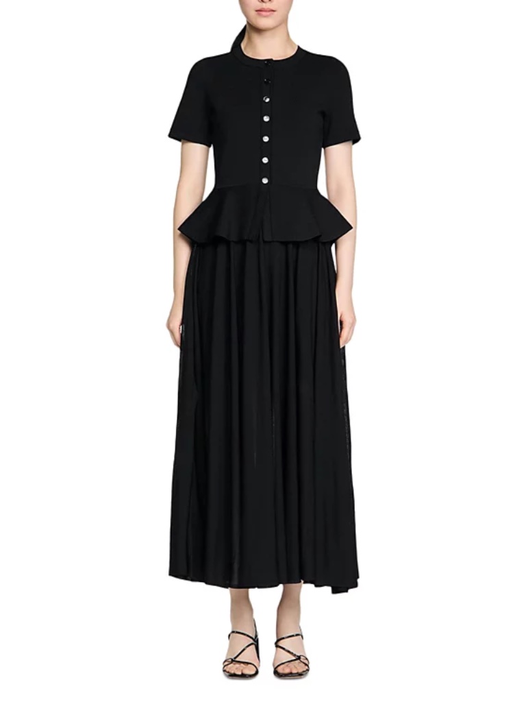 Judith Peplum Knit Maxi Dress